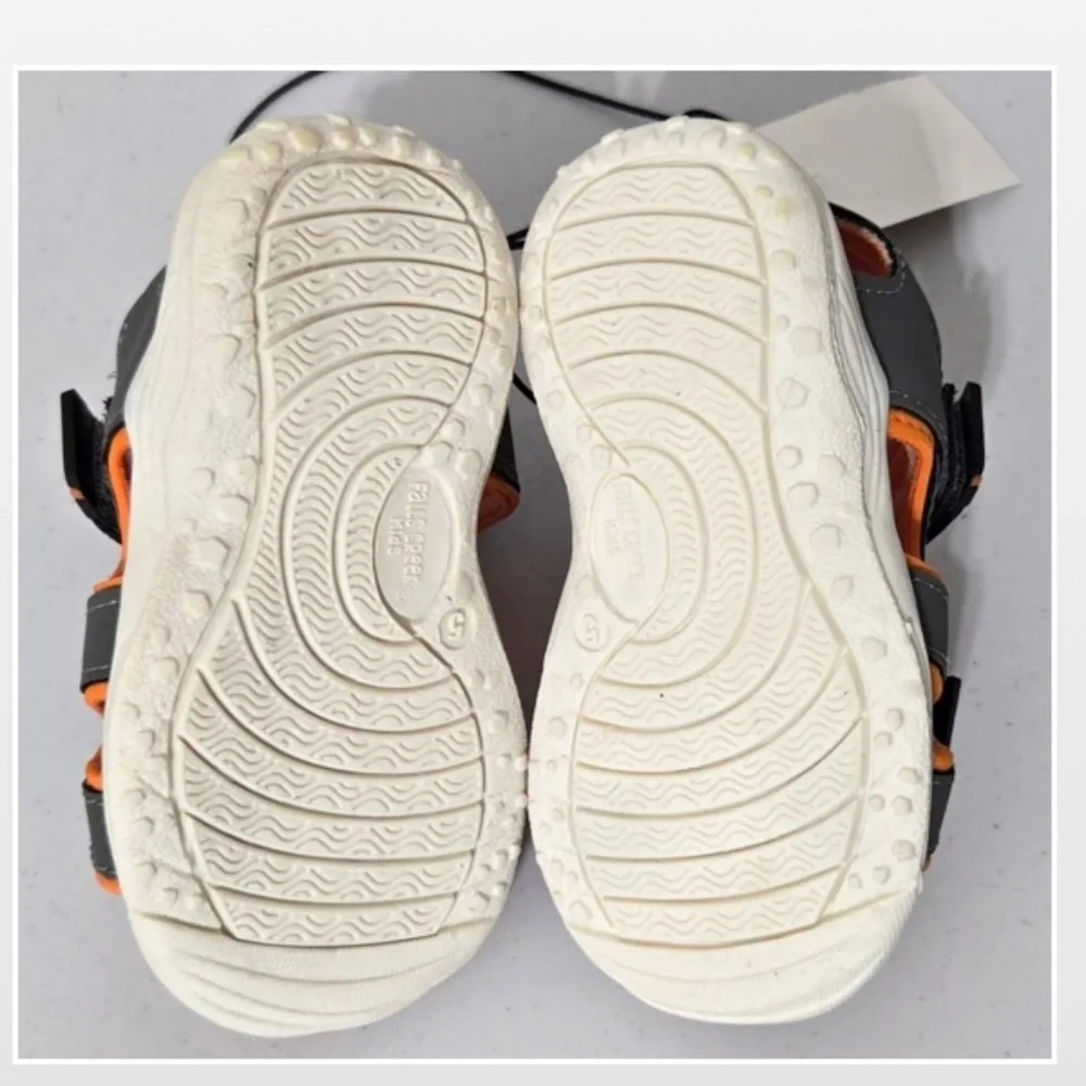 New Falls Creek Shoes Kids Size 5 Toddler Orange Grey Active Sport Sandals NWT